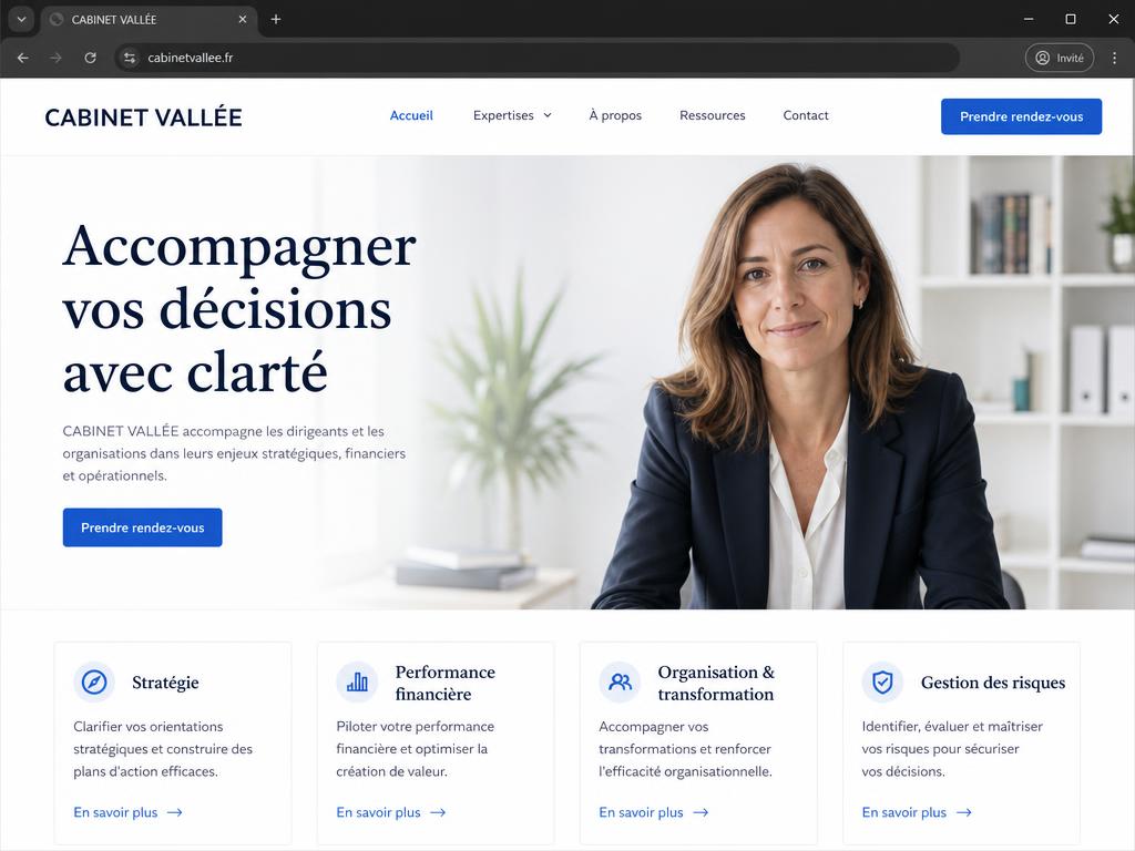 Cabinet Vallée — Landing + Calendly